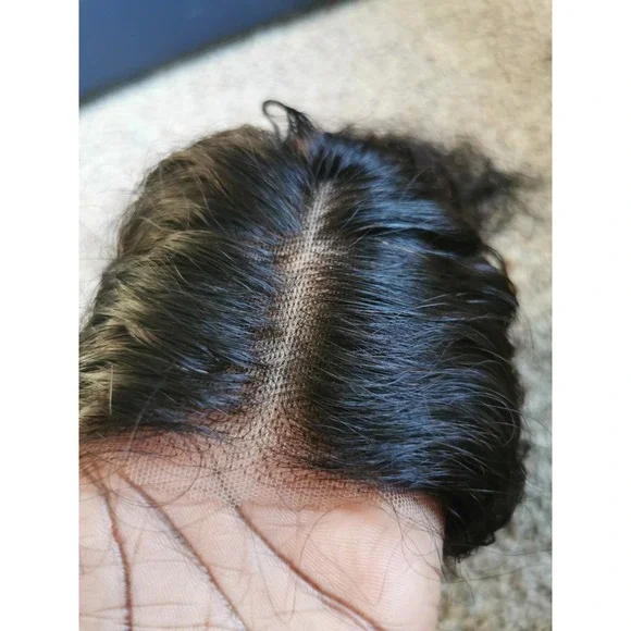 New 16 Ashimary Human Hair Invisi-Strap Water Wave 360 Lace Frontal Wig 1B